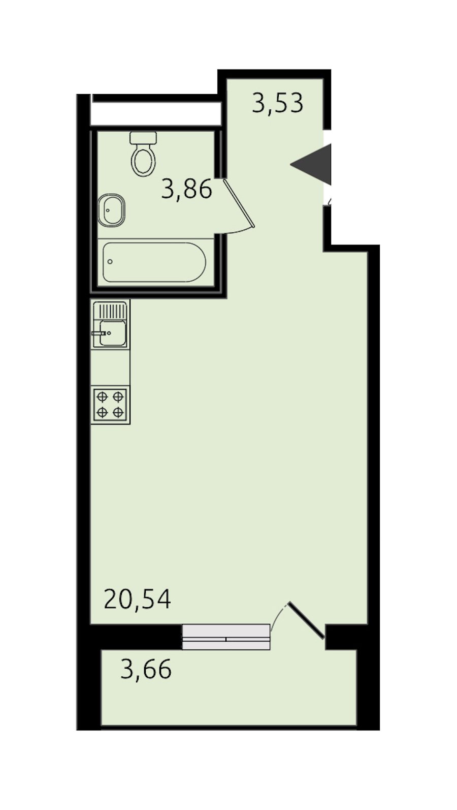 Квартира студия 27.93 м², 18/18 эт., ЖК «Новые горизонты 2»